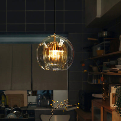 Hailie Moderne Ball LED Hanglamp Metaal Glas Helder Amber Slaapkamer Eetkamer Woonkamer