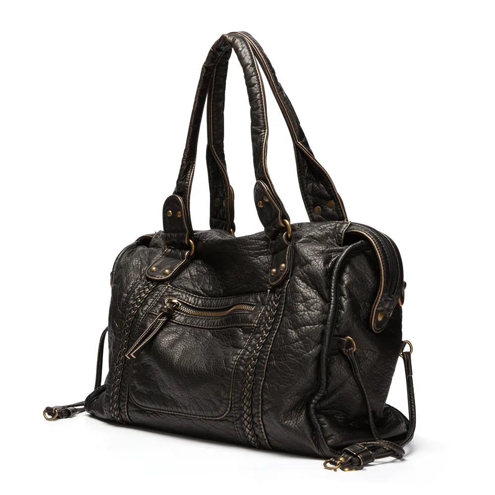 sac a main noir pour les cours en cuir PU vieilli